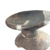 Vintage Handcarved African Wooden Stool: Metallic Accent Table 12.5 x 8.5H in
