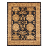 Persian D Handmade Rug – Navy & Antique Gold Floral Design – 8x10 Ft