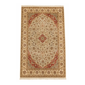 Persian D.K Handmade Rug – Ivory & Red Floral Medallion Design – 4'6" x 7'