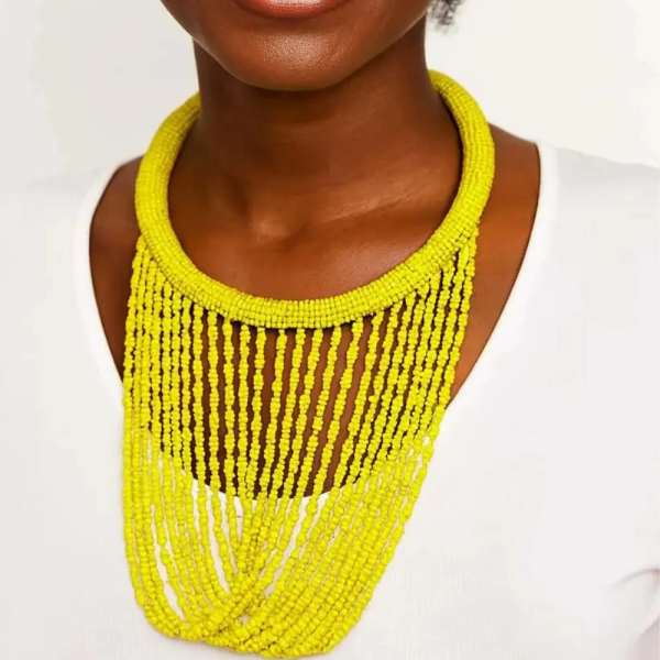 African Bead Necklace – Handmade Tribal Statement Jewelry