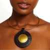 Rustic Bronze & Leather Pendant Necklace – Handmade Boho Statement Jewelry