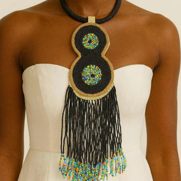 Colorful African Beaded Necklace – Handmade West African Statement Jewelry