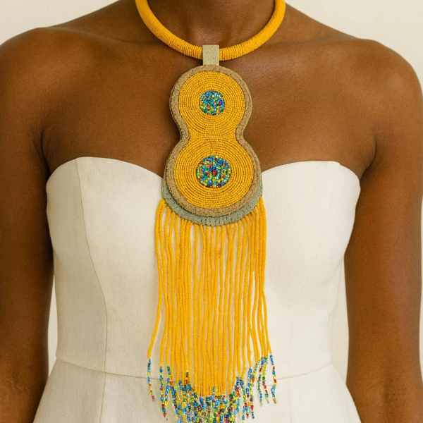 Colorful African Beaded Necklace – Handmade West African Statement Jewelry