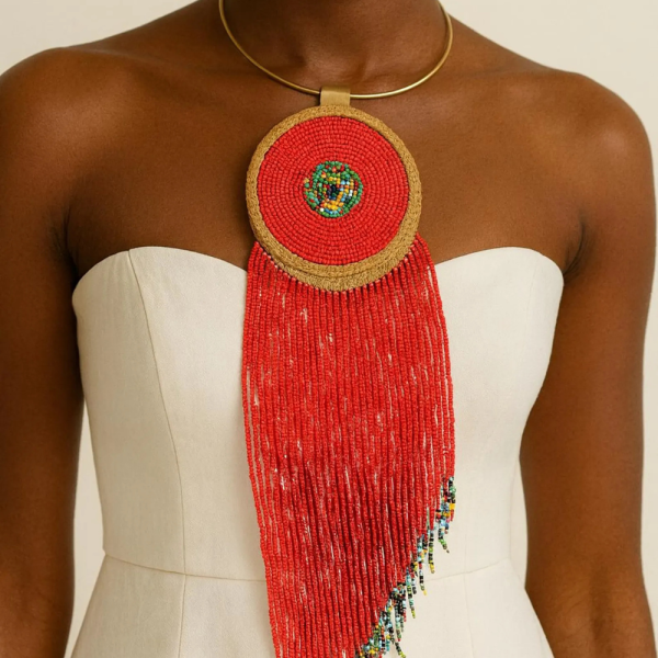 Vibrant African Beaded Statement Necklace – Handmade West African Jewelry
