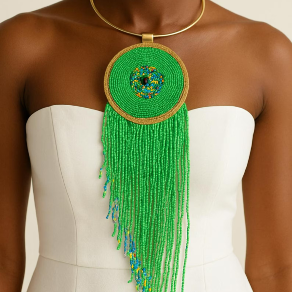 Vibrant West African Beaded Necklace – Handmade Colorful Statement Jewelry