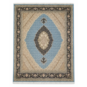 Persian D Handmade Rug – Powder Blue & Ivory Medallion Design – 8x10 Ft