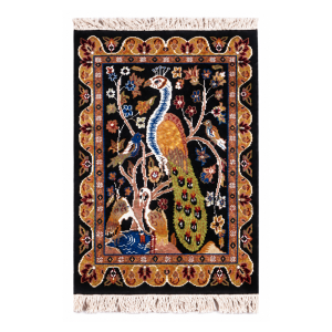 Pictorials & Huntings Handmade Rug – Peacock & Birds Floral Pictorial Design – 4x6 Ft