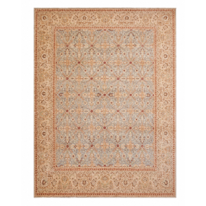 Persian D Handmade Rug – Soft Blue & Beige Floral Lattice Design – 8x10 Ft