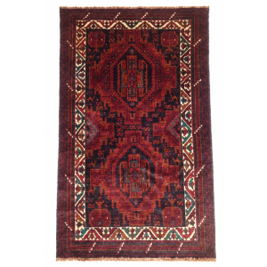 Khal Mudi Handmade Rug – Deep Red Double Medallion Geometric Design – 2.2 Mtr (4x6 Ft)