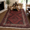 Khal Mudi Handmade Rug – Deep Red Double Medallion Geometric Design – 2.2 Mtr (4x6 Ft)