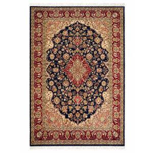 Persian D.K Handmade Rug – Navy, Red & Ivory Floral Medallion Design – 4'6" x 7'