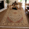 Persian D.K Handmade Rug – Ivory & Red Floral Medallion Design – 4'6" x 7'