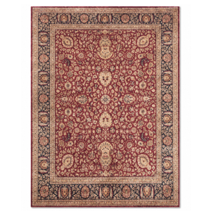 Persian D Handmade Rug – Rich Red & Navy Floral Design – 8x10 Ft