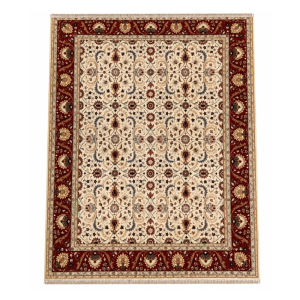 Persian D Handmade Rug – Ivory & Burgundy Floral Design – 8x10 Ft