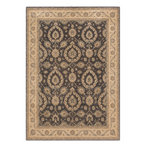 Persian D Handmade Rug – Charcoal & Beige Floral Design – 8x10 Ft