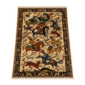 Pictorials & Huntings Handmade Rug – Traditional Horseback Hunting Scene – 4x6 Ft