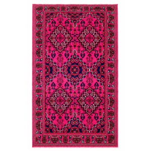 Khal Mudi Handmade Rug – Vibrant Pink Geometric Design – 2.2 Mtr (4x6 Ft)