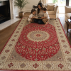 Persian D.K Handmade Rug – Red & Ivory Floral Medallion Design – 4'6" x 7'