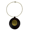 Rustic Bronze & Leather Pendant Necklace – Handmade Boho Statement Jewelry