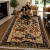 Pictorials & Huntings Handmade Rug – Traditional Horseback Hunting Scene – 4x6 Ft