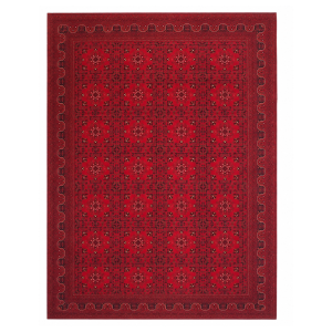 Persian D Handmade Rug – Rich Red All-Over Geometric Design – 8x10 Ft