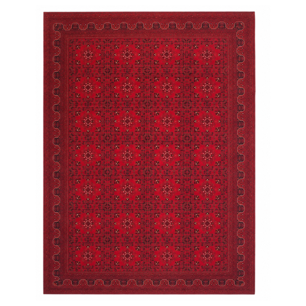 Persian D Handmade Rug – Rich Red All-Over Geometric Design – 8x10 Ft