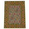 Khal Mudi Handmade Rug – Olive Green Botanical Geometric Design – 2.2 Mtr (4x6 Ft)