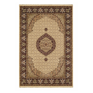 Persian D.K Handmade Rug – Ivory & Chocolate Brown Medallion Design – 4'6" x 7'