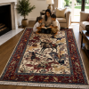 Pictorials & Huntings Handmade Rug – Horseback Hunting Scene with Wildlife – 4x6 Ft