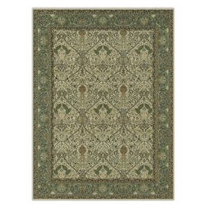 Persian D Handmade Rug – Sage Green & Ivory Floral Design – 8x10 Ft