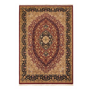 Persian D.K Handmade Rug – Burgundy, Black & Gold Medallion Design – 4'6" x 7'