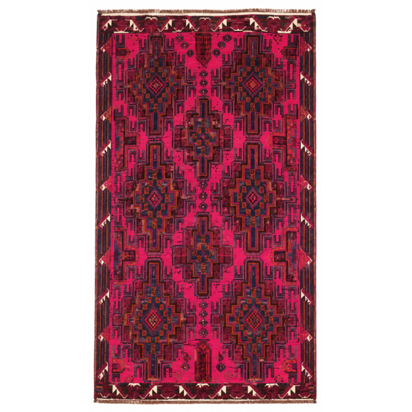 Khal Mudi Handmade Rug – Vibrant Magenta Geometric Medallion Design – 2.2 Mtr (4x6 Ft)