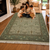 Persian D Handmade Rug – Sage Green & Ivory Floral Design – 8x10 Ft