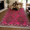 Khal Mudi Handmade Rug – Vibrant Magenta Geometric Medallion Design – 2.2 Mtr (4x6 Ft)