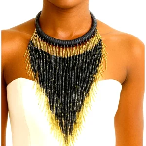 Colorful African Beaded Necklace – Handmade West African Artisan Statement Jewelry