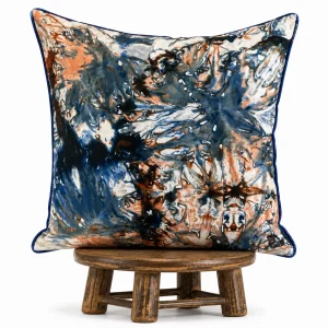 African Batick Blue Pillow Cover: Handmade Cushion, Boho Decor