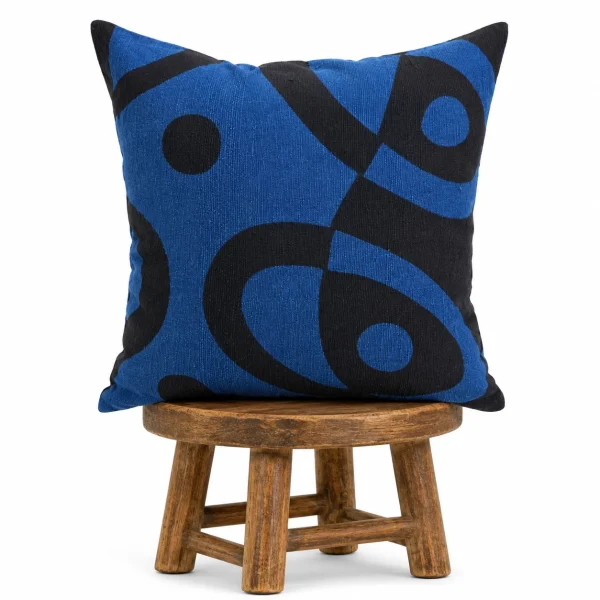 Blue Mudcloth Pillow Cover: Double Sided African Bogolan Fani Fabrics