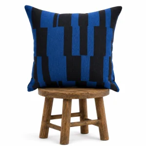 Blue Mudcloth Pillow Cover: African Bogolan Fani Cotton Cushion Double Face