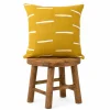 Yellow Mudcloth Pillow Cover: Handmade African Bogolan Sofa Cushion