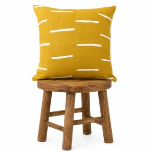 Yellow Mudcloth Pillow Cover: Handmade African Bogolan Sofa Cushion