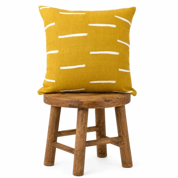 Yellow Mudcloth Pillow Cover: Handmade African Bogolan Sofa Cushion
