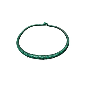 Green Traditional African Leather Necklace – Handmade Tribal Boho Jewelry