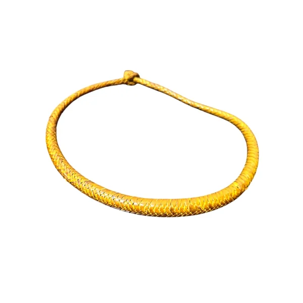 Traditional Yellow African Leather Braided Necklace – Handmade Ethnic Statement Jewelry