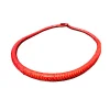 Ethnic Braided Orange Leather Necklace – Handmade African-Inspired Statement Jewelry