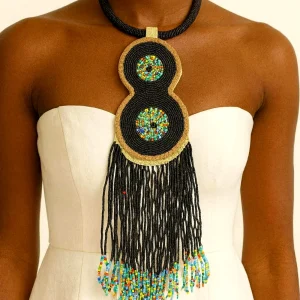 Colorful African Beaded Necklace – Handmade West African Statement Jewelry