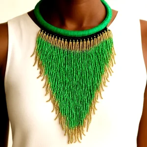 Colorful African Beaded Necklace – Handmade West African Statement Jewelry