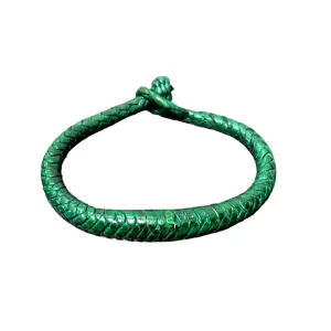 Traditional Braided Green Leather Bracelet – Handmade Ethnic Boho Jewelry