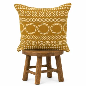 Handmade Yellow Mudcloth Pillow Cover: African Bogolan Fani Cotton Cushion Double Face