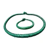 Green Traditional African Leather Necklace – Handmade Tribal Boho Jewelry