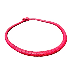 Handcrafted Pink African Braided Leather Necklace – Tribal Boho Statement Jewelry